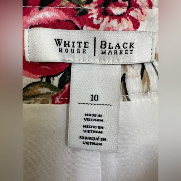White House Black Market Pink Floral Size Zip Flared Skirt Size 10 - Picture 6 of 9